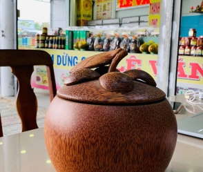 Bộ Giữ Ấm Trà Bằng Gỗ Dừa Măng Cụt Trơn